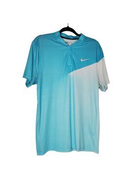 Nike Golf Men's Modern Fit Polo Shirt Dri-Fit Performance Blue White Size L